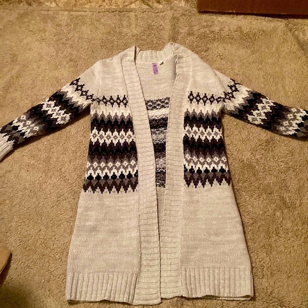 Long gray / metallic cardigan